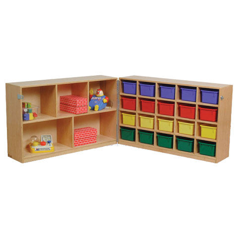 20-hole cubby combined with a 2-tier storage, on wheels for great storage capacity on the go!
