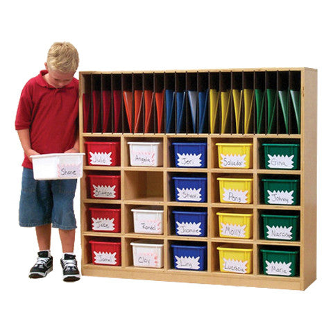 With 20 file folder slots, this cubby is a perfect fit for teachers when they need to send home some paperwork, and the cubby slots are great for storing your kids' items.